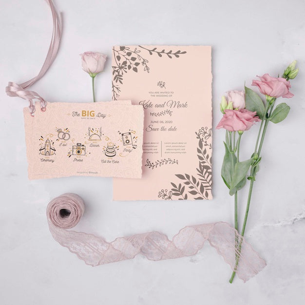 Wedding Invitation With Flowers Psd
