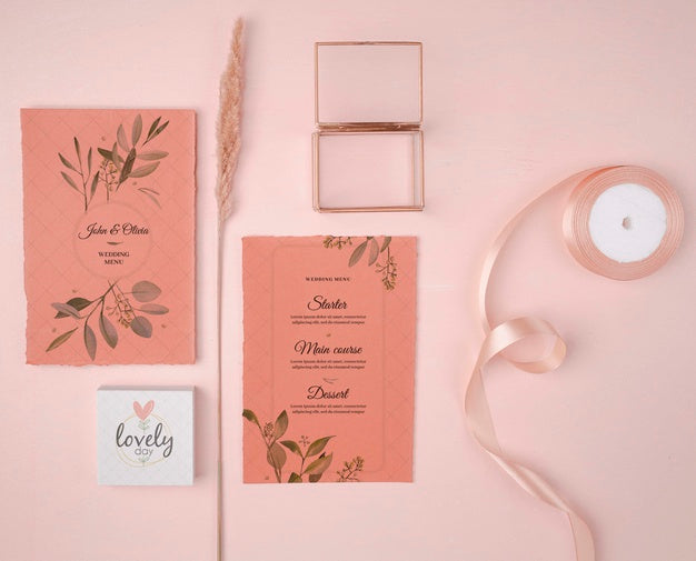 Wedding Invitation With Ribbon Psd