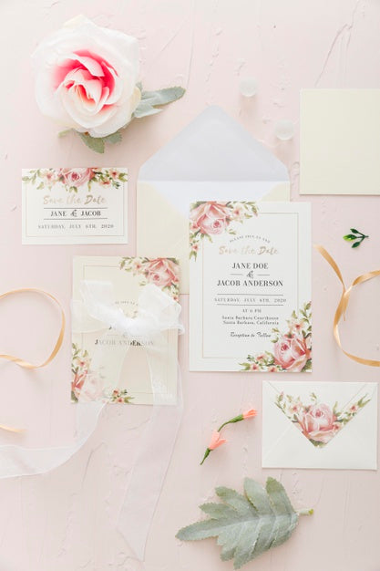 Wedding Invitation With Rose Psd