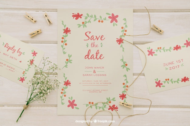 Wedding Invitations And Wedding Elements Psd
