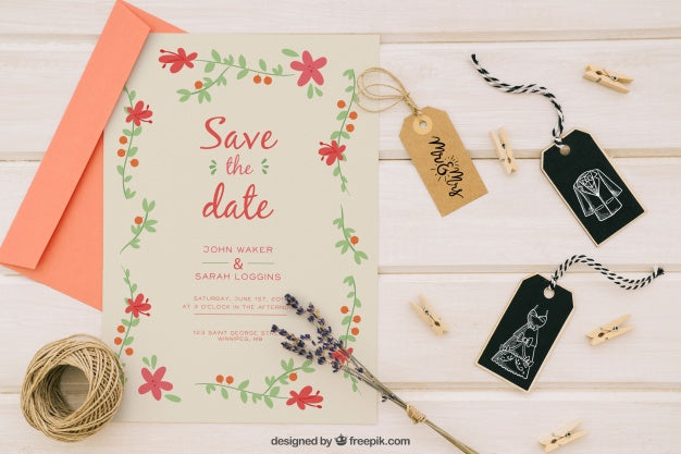 Wedding Mock Up With Invitation And Complements Psd