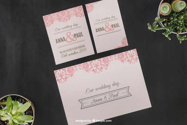 Wedding Mockup With Plants Psd