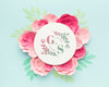 Wedding Monogram Mock-Up With Paper Flowers On Blue Background Psd