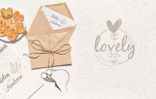 Wedding Paper Envelope With Cookies Psd