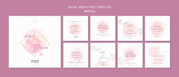 Wedding Social Media Post Template Mock-Up Psd