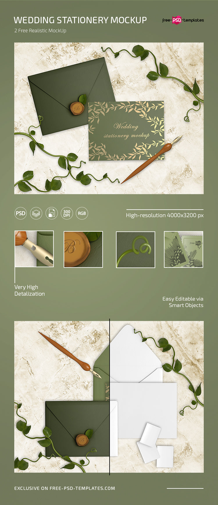 Wedding Stationery Mockup In Psd