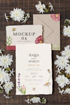 Wedding Still Life Mockup With Invitation Design Psd
