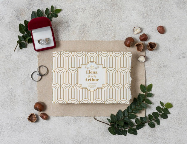 Wedding Still Life Mockup With Invitation Design Psd