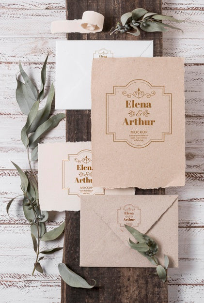 Wedding Still Life Mockup With Invitation Design Psd