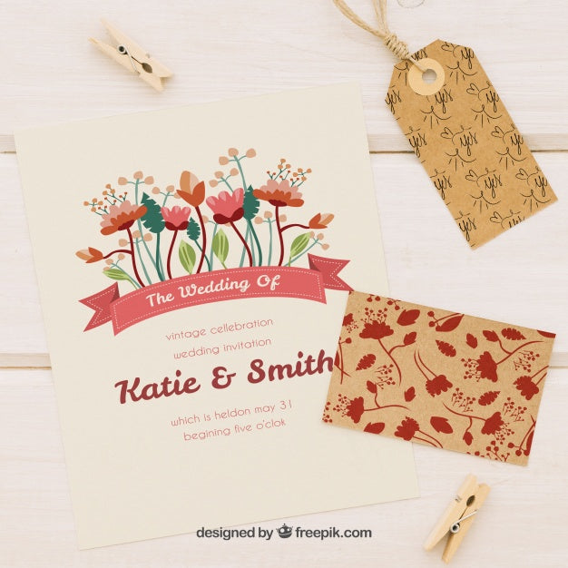 Wedding Templates, Label And Clothespins Psd