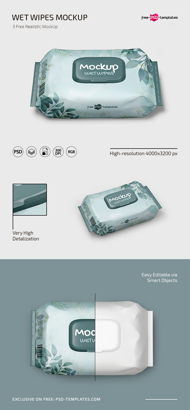 Wet Wipes Mockup Template In Psd