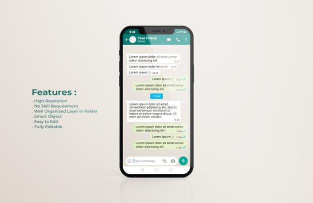 Whatsapp Interface Template On Mobile Phone Mockup Psd
