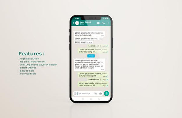 Whatsapp Interface Template On Mobile Phone Mockup Psd - Mockup Hunt