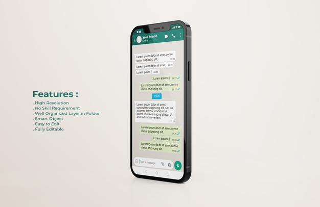 Whatsapp Interface Template On Mobile Phone Mockup Psd