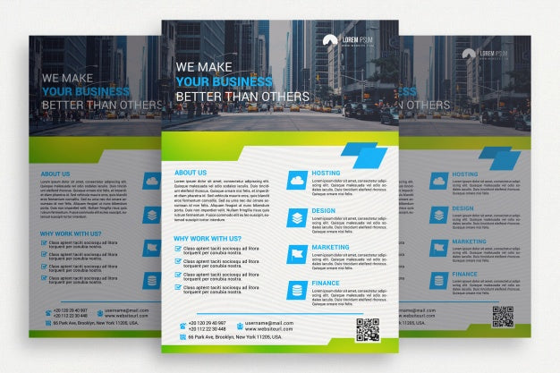 White And Green Business Brochure Psd