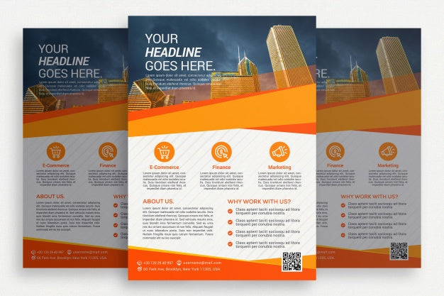 White Business Brochure With Orange Details Psd