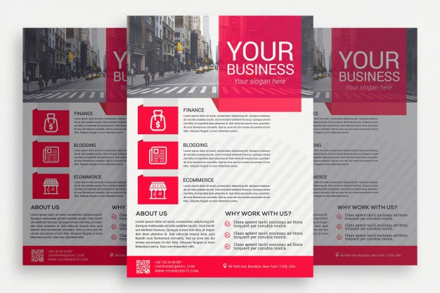 White Business Brochure With Pink Details Psd