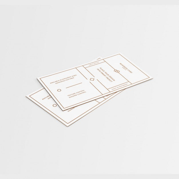 White Business Card Mock Up With Golden Details Psd