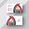 White Business Card With Red And Black Details Psd