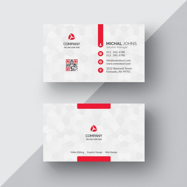 White Business Card With Red Details Psd
