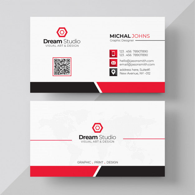 White Business Card With Red Details Psd