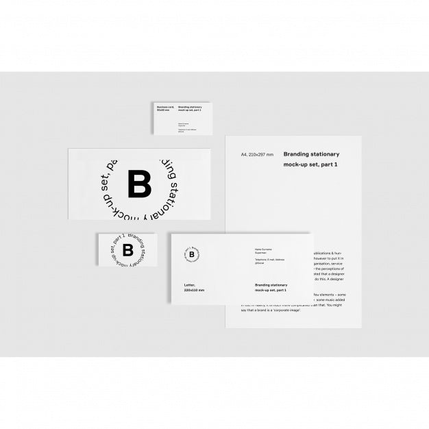 White Business Stationery Mock Up Frontal View Psd