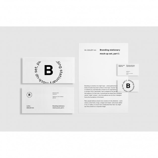 White Business Stationery Mock Up Frontal View Psd