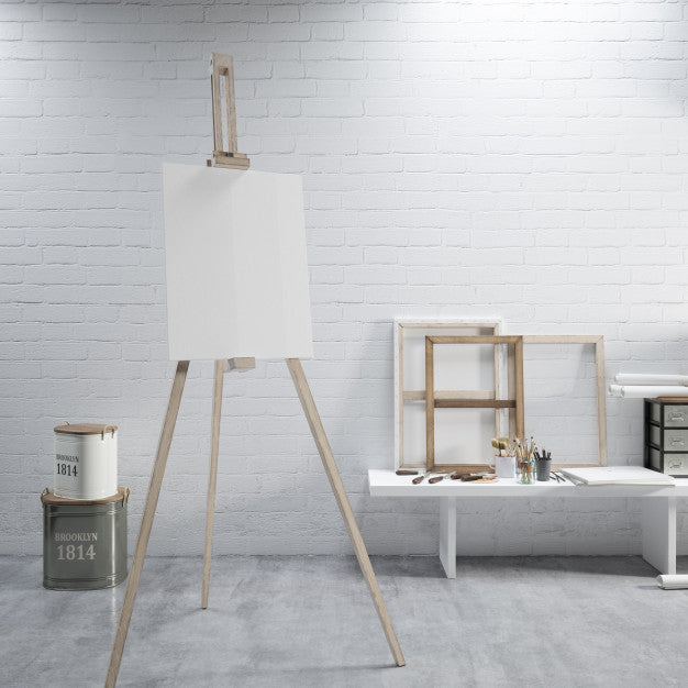 White Canvas On A Easel At The Art Room Psd