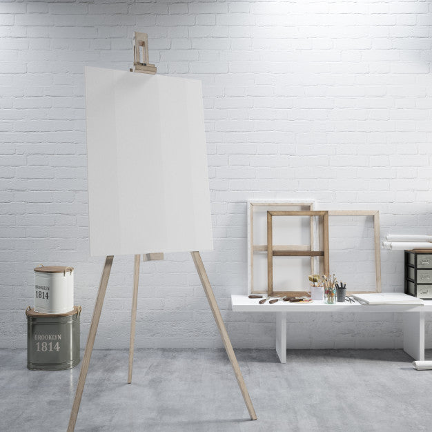 White Canvas On A Easel At The Art Room Psd