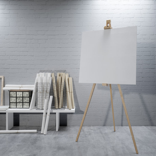 White Canvas On A Easel At The Art Room Psd