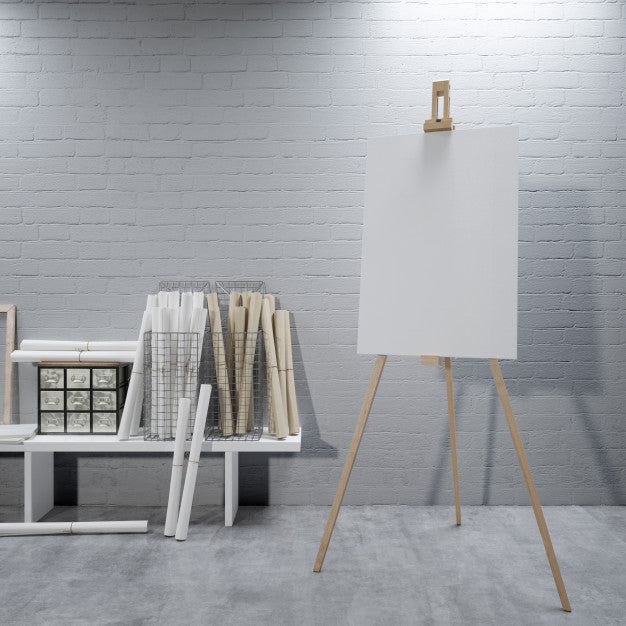 White Canvas On A Easel At The Art Room Psd