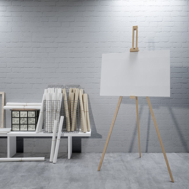 White Canvas On A Easel At The Art Room Psd