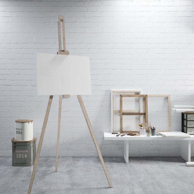 White Canvas On A Easel At The Art Room Psd
