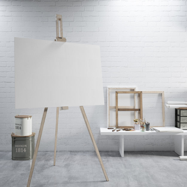 White Canvas On A Easel At The Art Room Psd