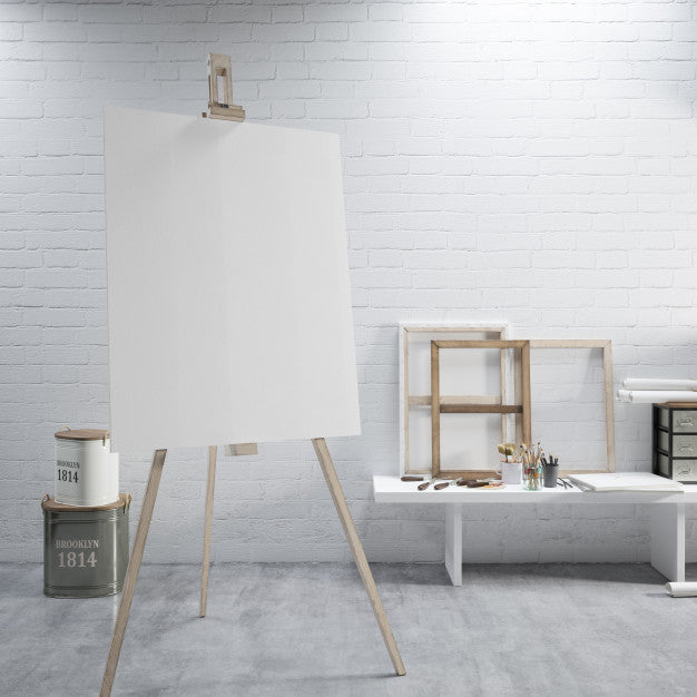 White Canvas On A Easel At The Art Room Psd