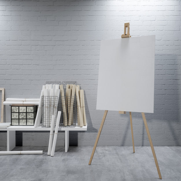 White Canvas On A Easel At The Art Room Psd