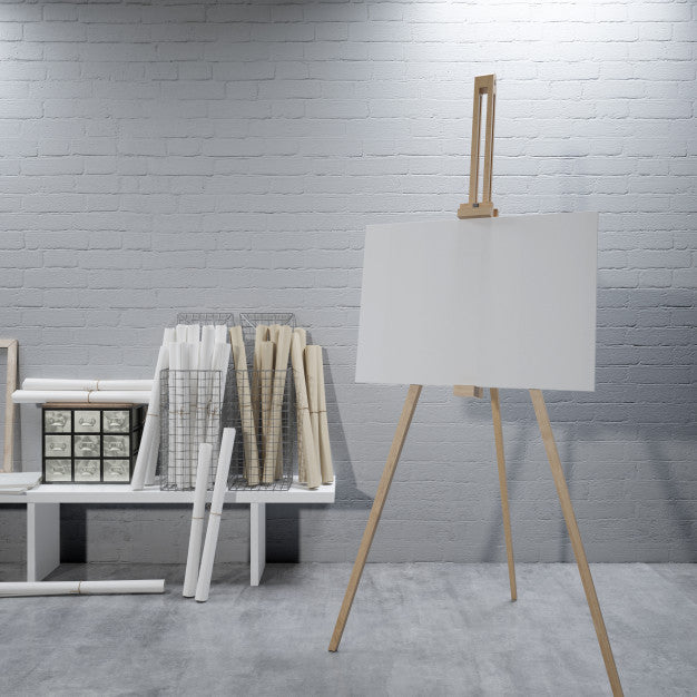 White Canvas On A Easel At The Art Room Psd