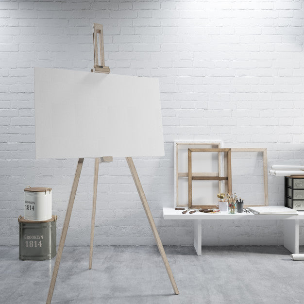 White Canvas On A Easel At The Art Room Psd