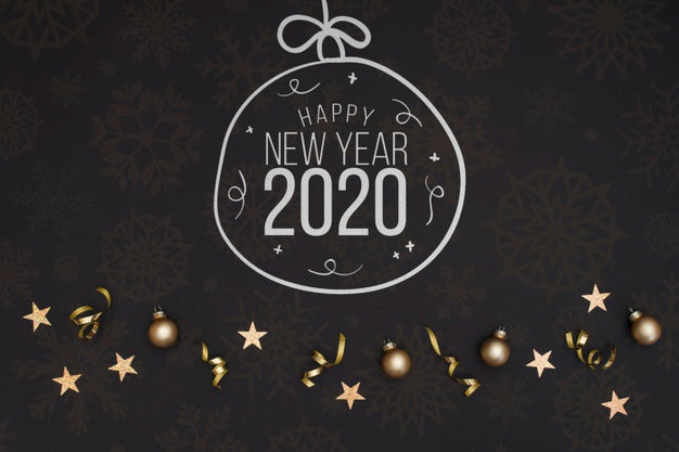 White Chalkboard Doodle Christmas Ball With New Year 2020 Text Psd