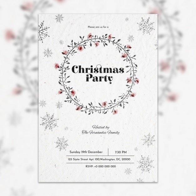 White Christmas Party Poster Mockup Psd