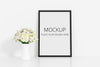 White Flower With Frame Mockup Psd