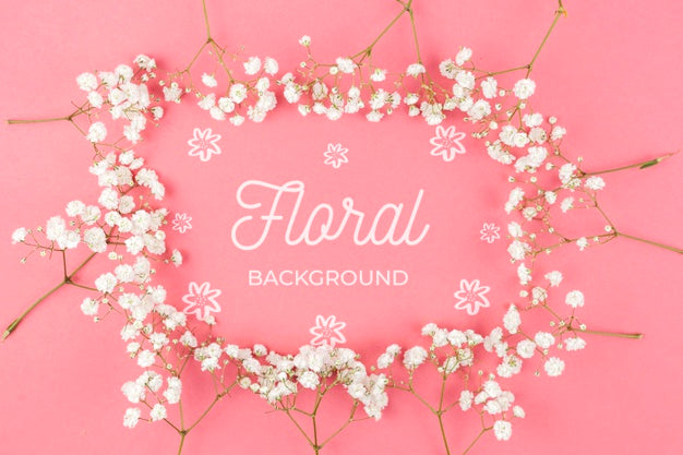 White Flowers Framing Mockup Psd