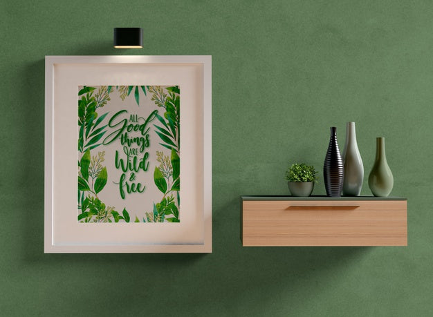 White Frame Mock-Up On Wall Psd