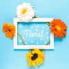 White Frame Mock-Up With Colorful Flowers Psd