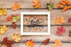 White Framed Hello Autumn Quote Psd