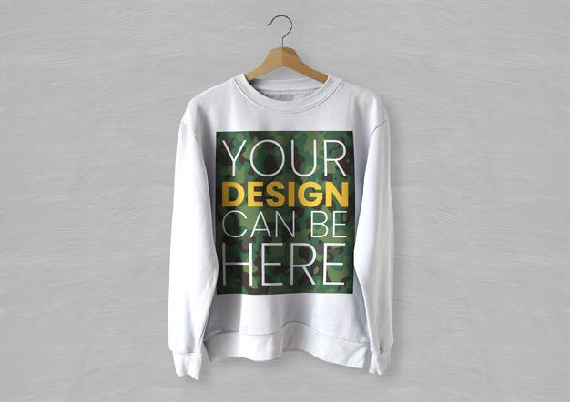White Front Sweater Mockup Psd