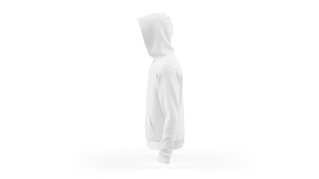 White Hoodie Mockup Template Isolated, Side View Psd
