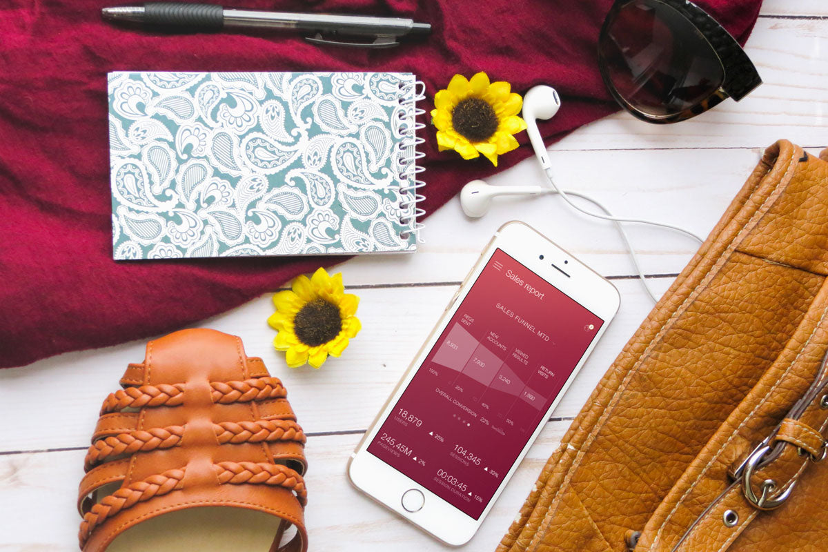 White iPhone 8 Mockup On A Creative Desk