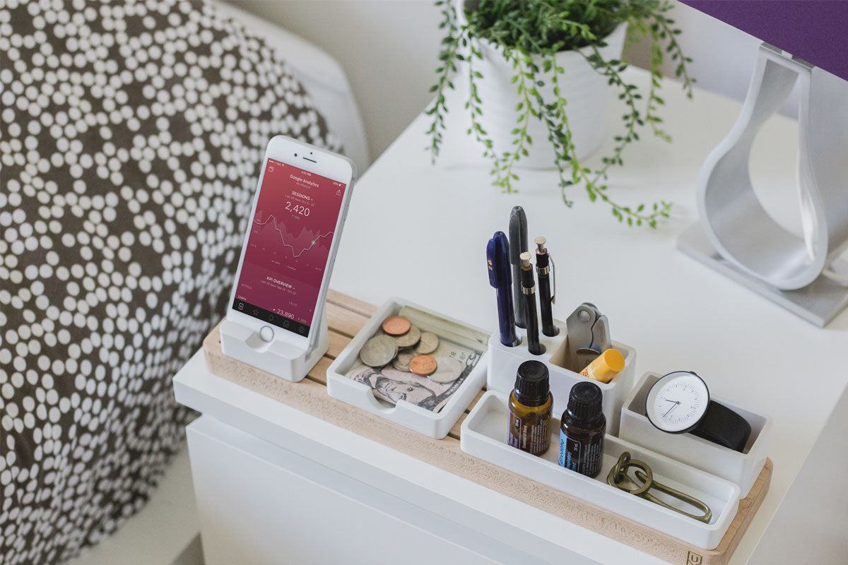 White iPhone Mockup 7 on Nightstand