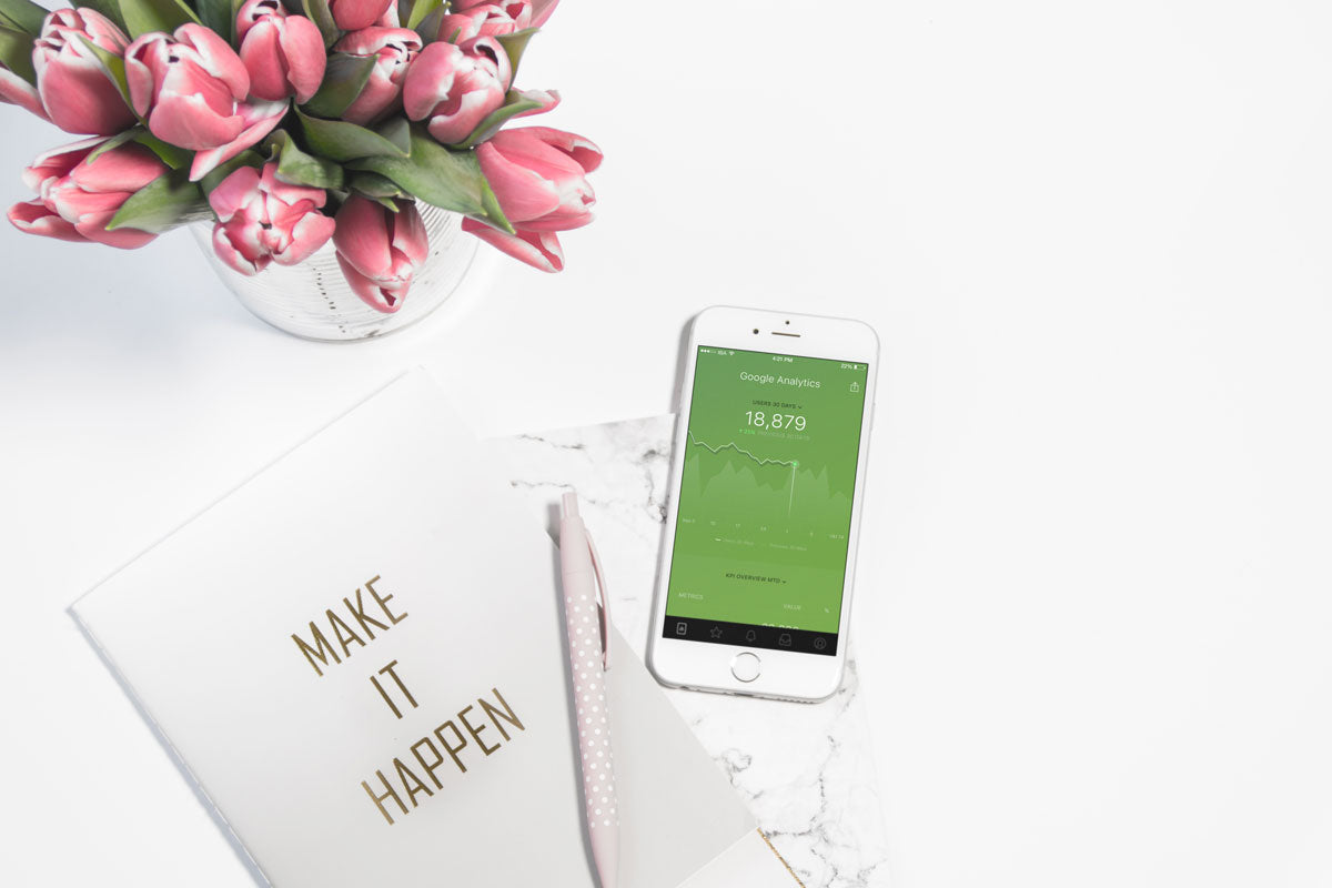 White iPhone 8 Mockup and Pink Tulips